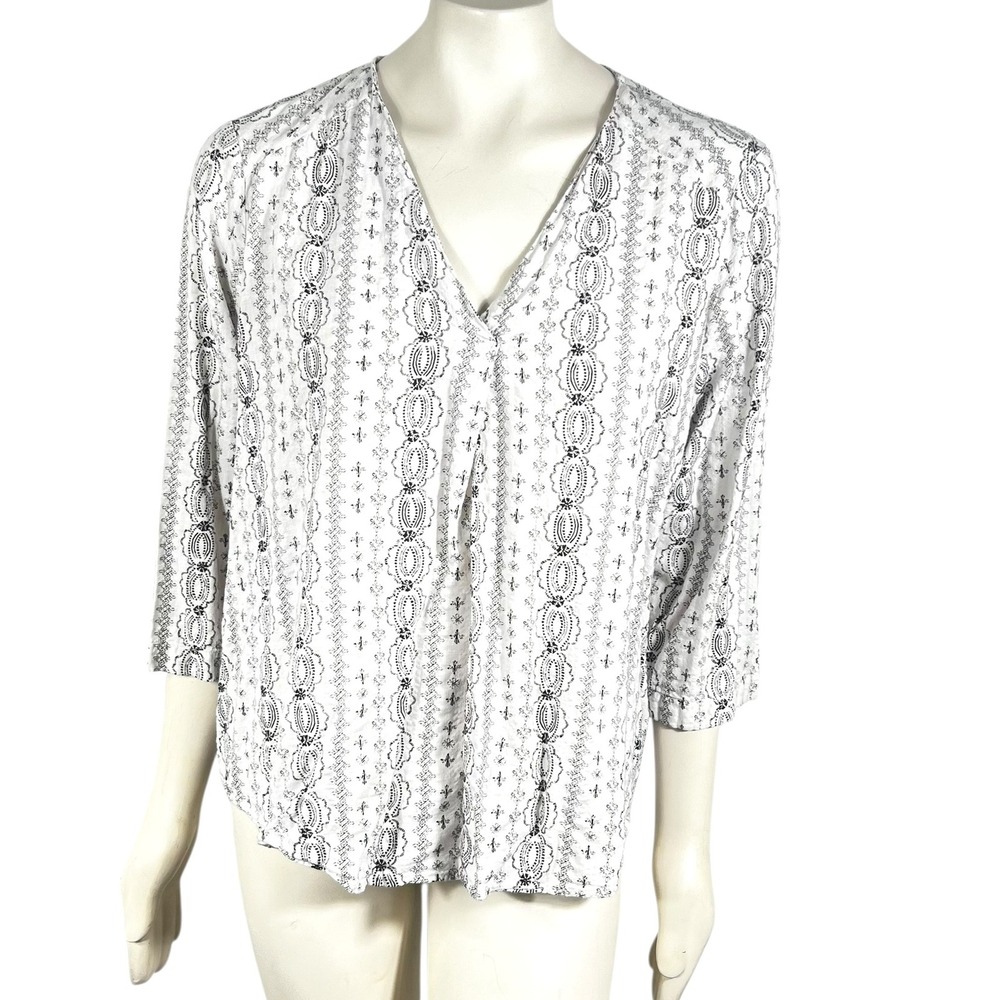Van Heusen Blouse Top XL Lightweight Monochrome Geometric Design Career Casual‎